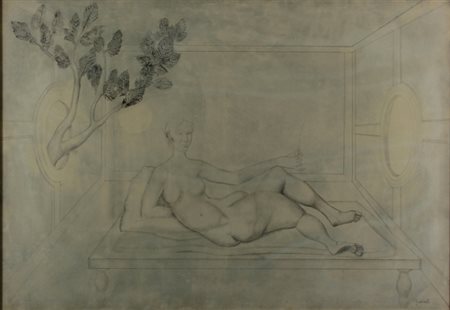 CARLO GUARIENTI Treviso 1923 Nudo disteso, 1970 ca. Matita e china su carta,...