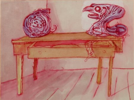 FABRIZIO CLERICI Milano 1913 - Roma 1993 Senza titolo, 1990 Tecnica mista su...