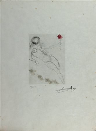 SALVADOR DALI' Figueras 1904 - 1989 Nudo di donna Acquaforte, ex. 12/50...