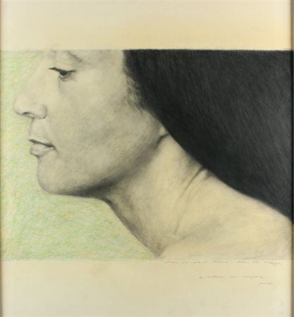 FRANCO SARNARI Roma 1933 Studio per volto di Rosanna, 1971 Tecnica mista su...