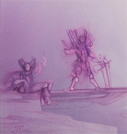 FABRIZIO CLERICI Milano 1913 - Roma 1993 Senza titolo Acquerello monocromo a...