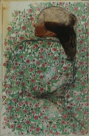 PIERO GUCCIONE Scicli 1935 Ritratto della Signora Rosanna Mataloni, 1968 Olio...