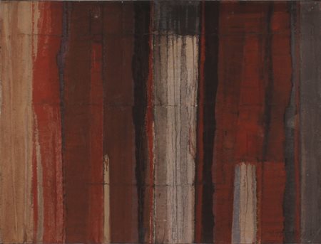 UGO RAMBALDI Spoleto 1910 Spazio rosso, 1963 Olio su tela cm. 95 x 125 Firma...