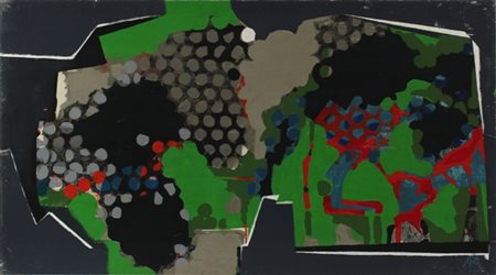 ENRICO DE TOMI Venezia 1912 - Roma 1983 Astratto, 1954 Olio su tavola, cm. 70...