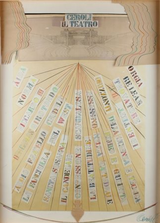 MARIO CEROLI Castelfrentano 1938 Ceroli Il teatro Collage e matite colorate...