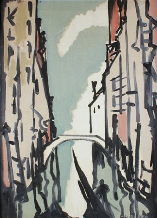 GIULIO TURCATO Mantova 1912 - Roma 1995 Venezia, 1955 ca. Olio su tela, cm....