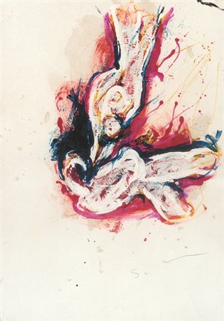 MARIO SCHIFANO Homs 1934- Roma 1998 Senza titolo, 1988 smalto su carta cm.100...