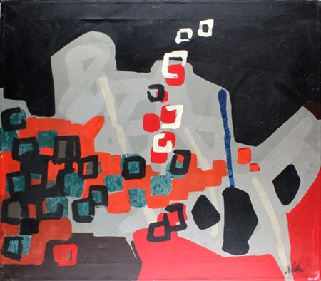 ENRICO DE TOMI Venezia 1912 - Roma 1983 Senza titolo, 1950 Olio su tela, cm....