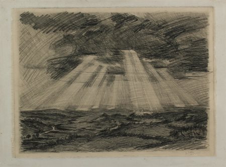 GERARDO DOTTORI Perugia 1884 - 1977 Paesaggio, 1925 Matita su acquaforte e...