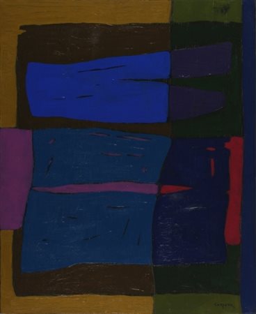 ANTONIO CORPORA Tunisi 1909 - Roma 2004 Il prato di fronte, 1971 Olio su...