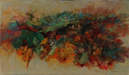 RENZO VESPIGNANI Roma 1924 - 2000 Foglie, 1993 Olio su cartoncino applicato...