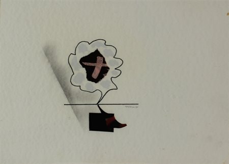 VITTORIO ORSENIGO Milano 1926 Senza titolo, 1985 Tecnica mista e collage su...