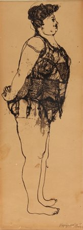 RENZO VESPIGNANI Roma 1924 - 2001 Figura di donna di profilo, 1945 China su...