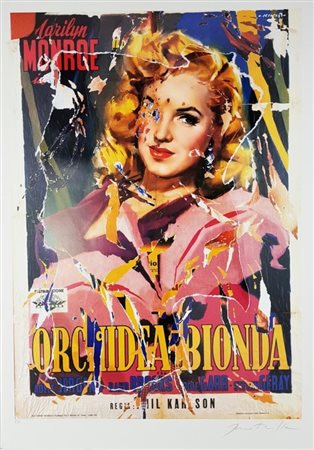 Mimmo Rotella (Catanzaro, 1918 - Milano, 2006) 
Orchidea Bionda 
Multiplo decollage : strappi di manifesto (eseguiti a mano dall'artista)applicato su supporto serigrafico su cartoncino cm 70x100