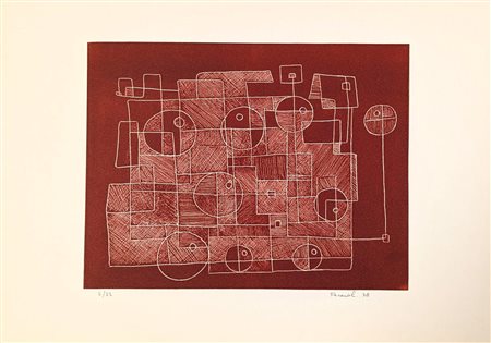 Luigi  Faccioli (1929  - 1991) 
Composizione in rosso 1978
litografia cm 34,9x49,2