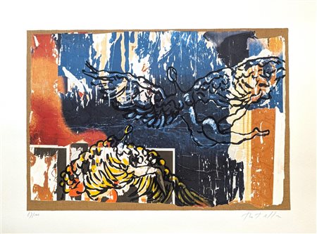 Mimmo Rotella (Catanzaro, 1918 - Milano, 2006) 
L'Angelo Cattivo  
Serigrafia polimaterica su carta Moulin du Guè da 320 grammi cm 60x80