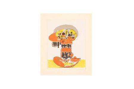 Graham Vivian Sutherland (dapres) (Londra, 24/08/1903 - Kent, 17/02/1980) 
Composizione in giallo e rosso 
Litografia su carta spessa cm 31x24