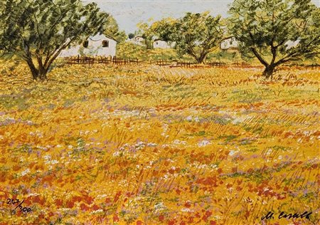 Michele Cascella (Ortona, 07/09/1892 - Milano, 31/08/1989) 
Luci D'Estate" 1983
Serigrafia e Litografia a 33 passaggi di colore su Tela cm 50x70