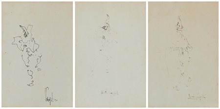 Antonio Vangelli Tre disegni su carta raffiguranti arlecchino 1945 Ogni...