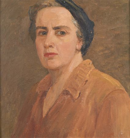 Virginia Tomescu Scrocco (attribuito a) Autoritratto 1939 Olio su tavola cm...