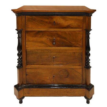 Cassettoncino con 4 cassetti e colonne nere