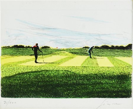 Daniele Fissore GREEN acquaforte-acquatinta, cm 10x24, su foglio cm 20x23;...