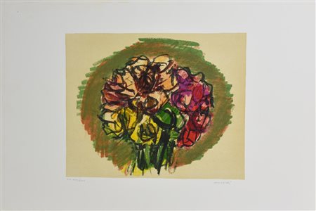 Ennio Morlotti FIORI litografia, cm 50x70; es. P.A. XVII/XXX firma e tiratura...