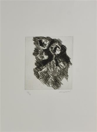 Ennio Morlotti ROSE acquaforte, cm 19,5x16,5, su foglio cm 50x35; es. 28/99...