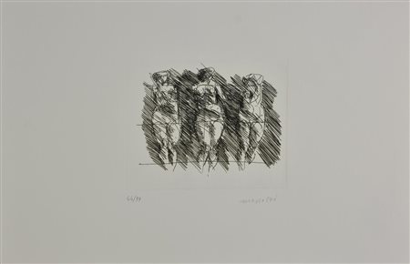 Ennio Morlotti FIGURE acquaforte, cm 16,5x19,5, su foglio cm 35x50; es. 64/99...