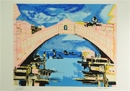 Remo Brindisi VENEZIA, PONTE DI RIALTO serigrafia, cm 50x70; es. XXIII/C...