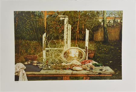 Giuseppe Banchieri INTERNO litografia, cm 50x70; es. XVII/XX firma e tiratura...