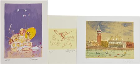 AA.VV. LOTTO DI TRE MULTIPLI Cazzaniga Giancarlo - SENZA TITOLO serigrafia,...