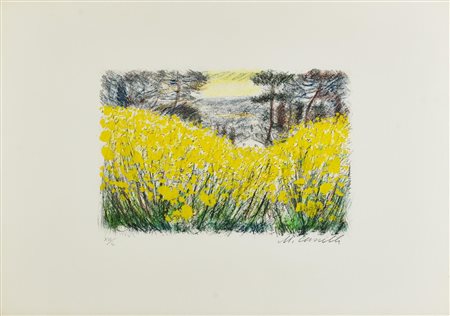 Michele Cascella SENZA TITOLO litografia con interventi serigrafici su carta,...