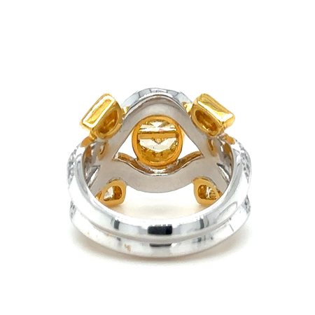 ANELLO IN ORO BIANCO E GIALLO 18K 13.00 GR CON DIAMANTI FANCY - HR2011