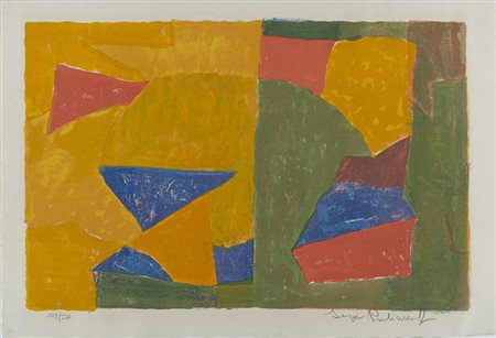 Serge Poliakoff , Mosca 1906 , Parigi 1969 "Senza titolo" litografia, cm...