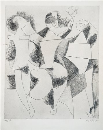 Marino Marini , Pistoia 1901 , Viareggio 1980 "Trio" 1954 acquaforte, cm...