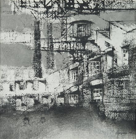 Renzo Vespignani , Roma 1924 , 2001 "Periferia" 1960 inchiostro acquarellato...