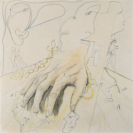 Alik Cavaliere , Roma 1926 , Milano 1998 "Senza titolo" tecnica mista su...