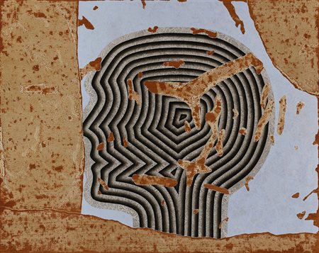 Angelo Cagnone , Carcare 1941 , "Testa corrosa n.6" 1973 olio su tela, cm...