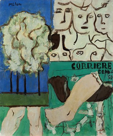 Gino Meloni , Varese 1905 , Lissone 1989 "Paesaggio" 1976 olio su tela, cm...