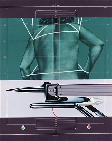 Sergio Sarri , Torino 1938 , "Macchina misuratrice" 1972 olio su tela, cm...