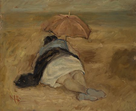 Nino Caffè , Alfedena 1909 , Pesaro 1975 "Donna sul mare" 1942 olio su...