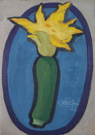 Giuseppe Viviani , Agnano di Pisa 1898 , Pisa 1965 "Fiore" 1963 olio su tela,...