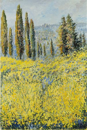 Michele Cascella , Ortona 1892 , Milano 1989 "Paesaggio senese" 1972 olio su...