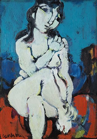 Domenico Cantatore , Ruvo Di Puglia 1906 , Parigi 1998 "Donna seduta" olio su...