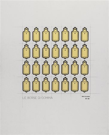 Tino Stefanoni , Lecco 1937 , "Le borse di gomma" 1969 tecnica mista su tela...