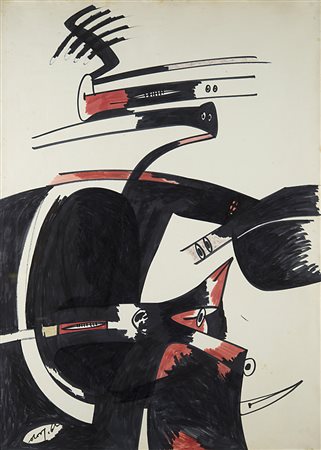 Gianni Dova , Roma 1925 , Milano 1991 "Senza titolo" 1962 tecnica mista su...