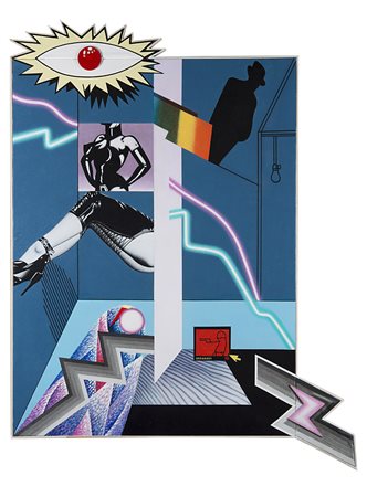 Sergio Sarri , Torino 1938 , "L'occhio di Guernica" 1999 legno e acrilico su...