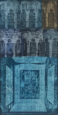 Lili Orszag , Ungvár 1926 , Budapest 1978 "Stanzak I" 1971 olio su masonite,...