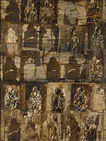 Lili Orszag , Ungvár 1926 , Budapest 1978 "Ikon fal (barna)" 1970 olio su...